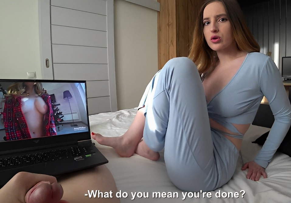 Lying next to my stepsister, playing a hand-cranked sex video, she helped me